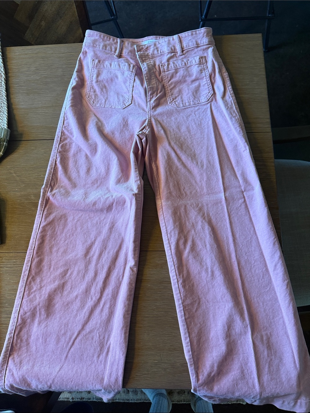 Loft Palmer Wide-Leg Corduroy High-Rise Pants in Light Pink